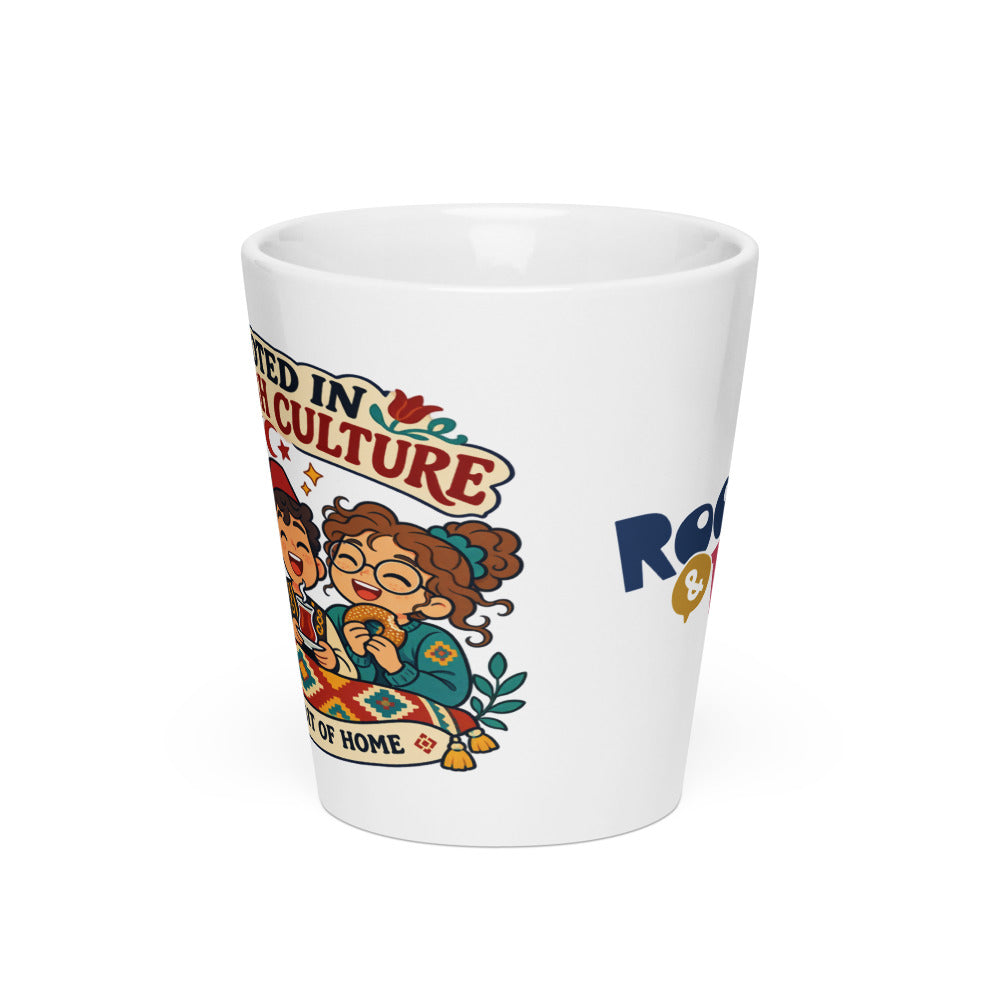 Rooted in Turkish Culture Latte Mug, 12 oz, Roots & Talks - Front