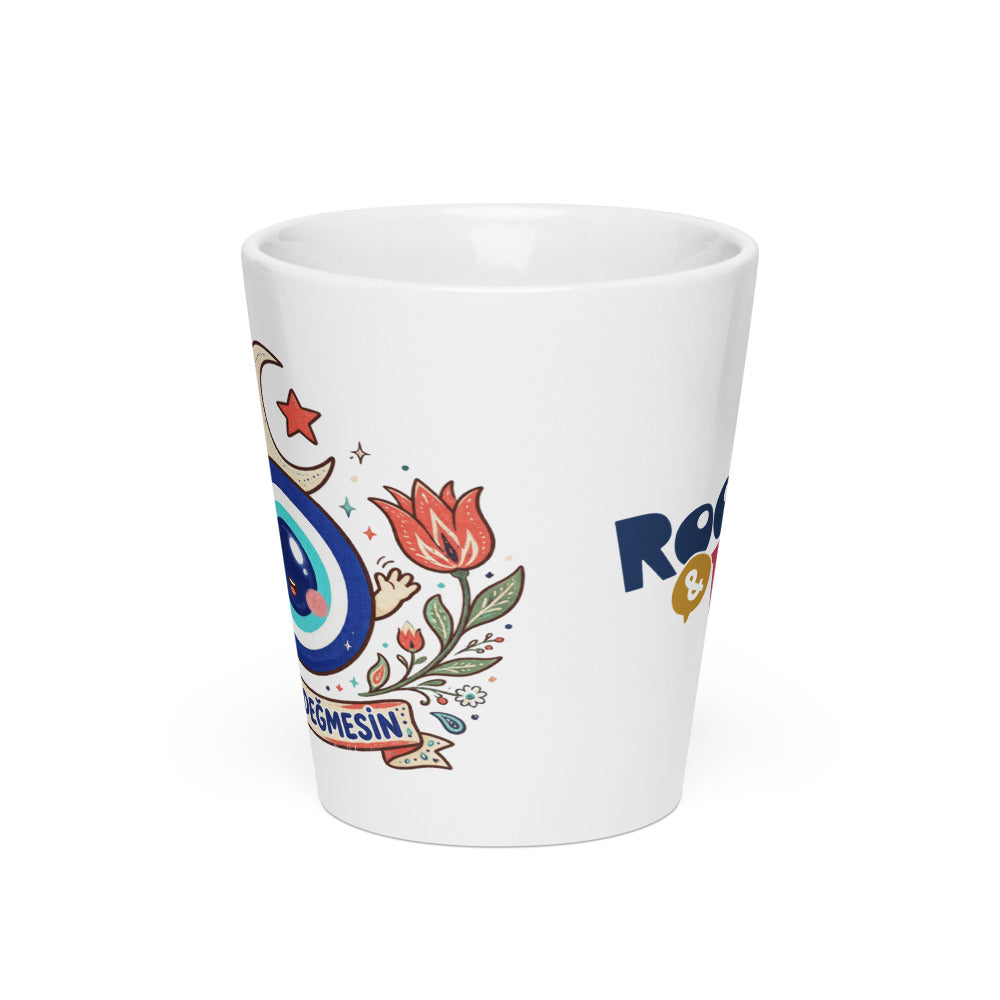 Nazar Değmesin Latte Mug, 12 oz, Roots & Talks - Front