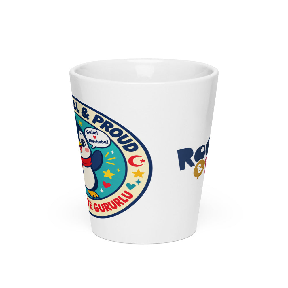 Bilingual & Proud Latte Mug, 12 oz, Roots & Talks - Front