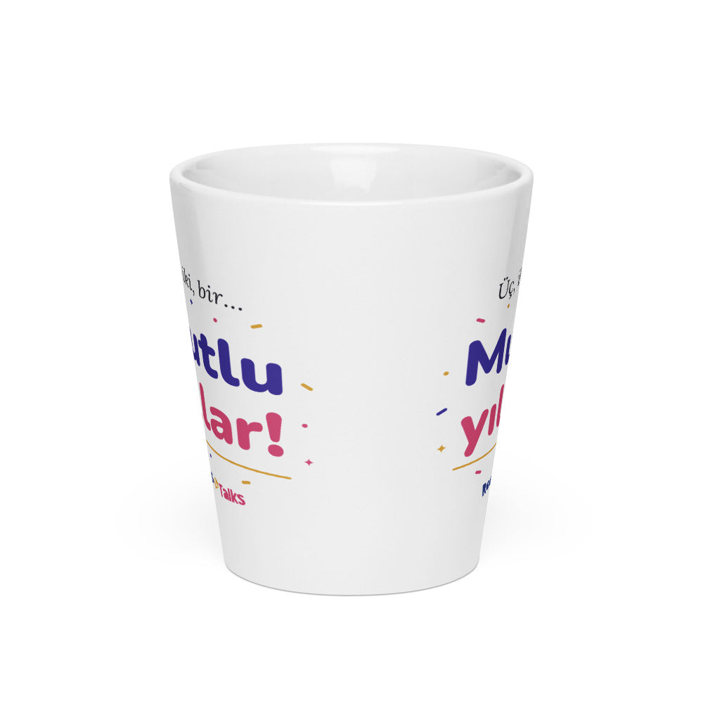 Üç, İki, Bir, Mutlu Yıllar Latte Mug, 12 oz, Roots & Talks - Front