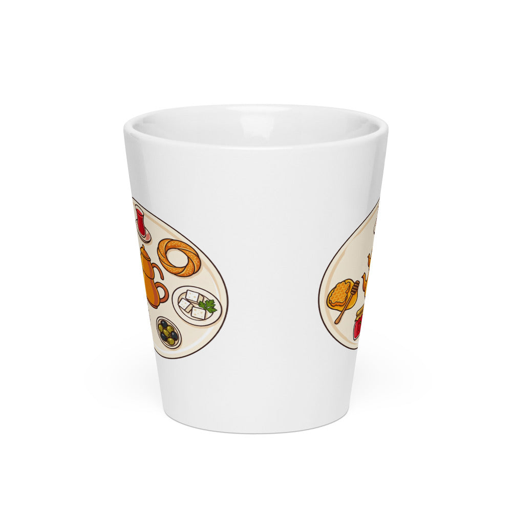 Turkish Breakfast Table Latte Mug, 12 oz, Roots & Talks - Front