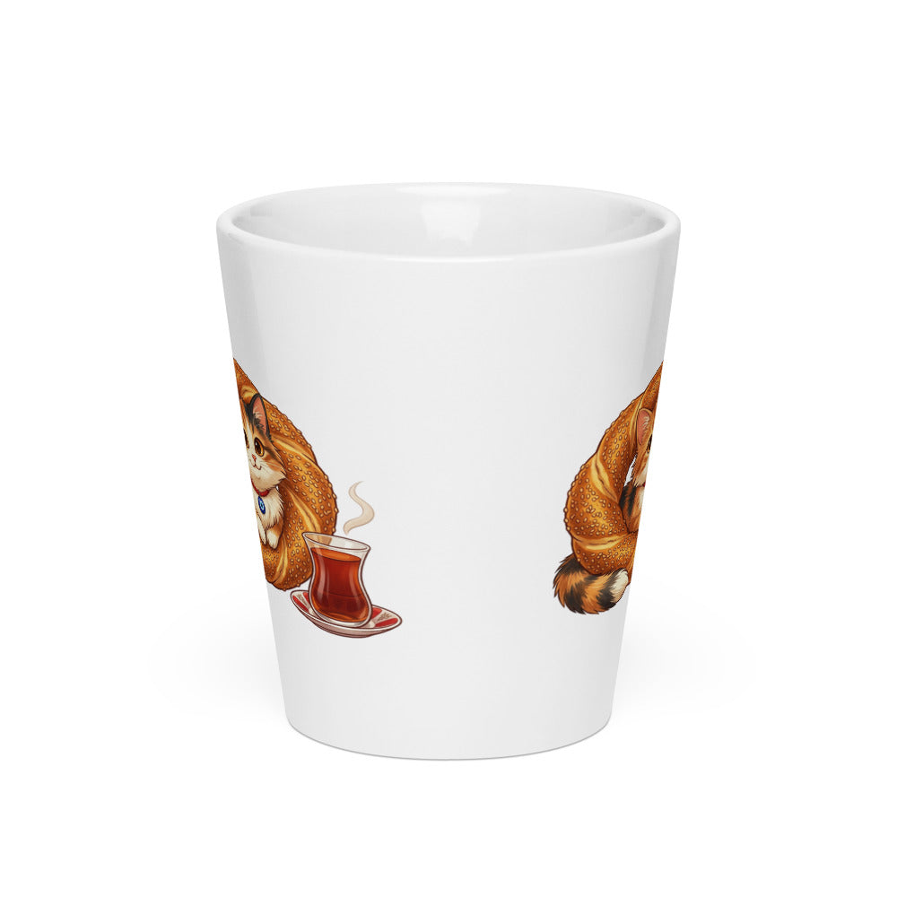 Susam the Simit Kitten Latte Mug, 12 oz, Roots & Talks - Front