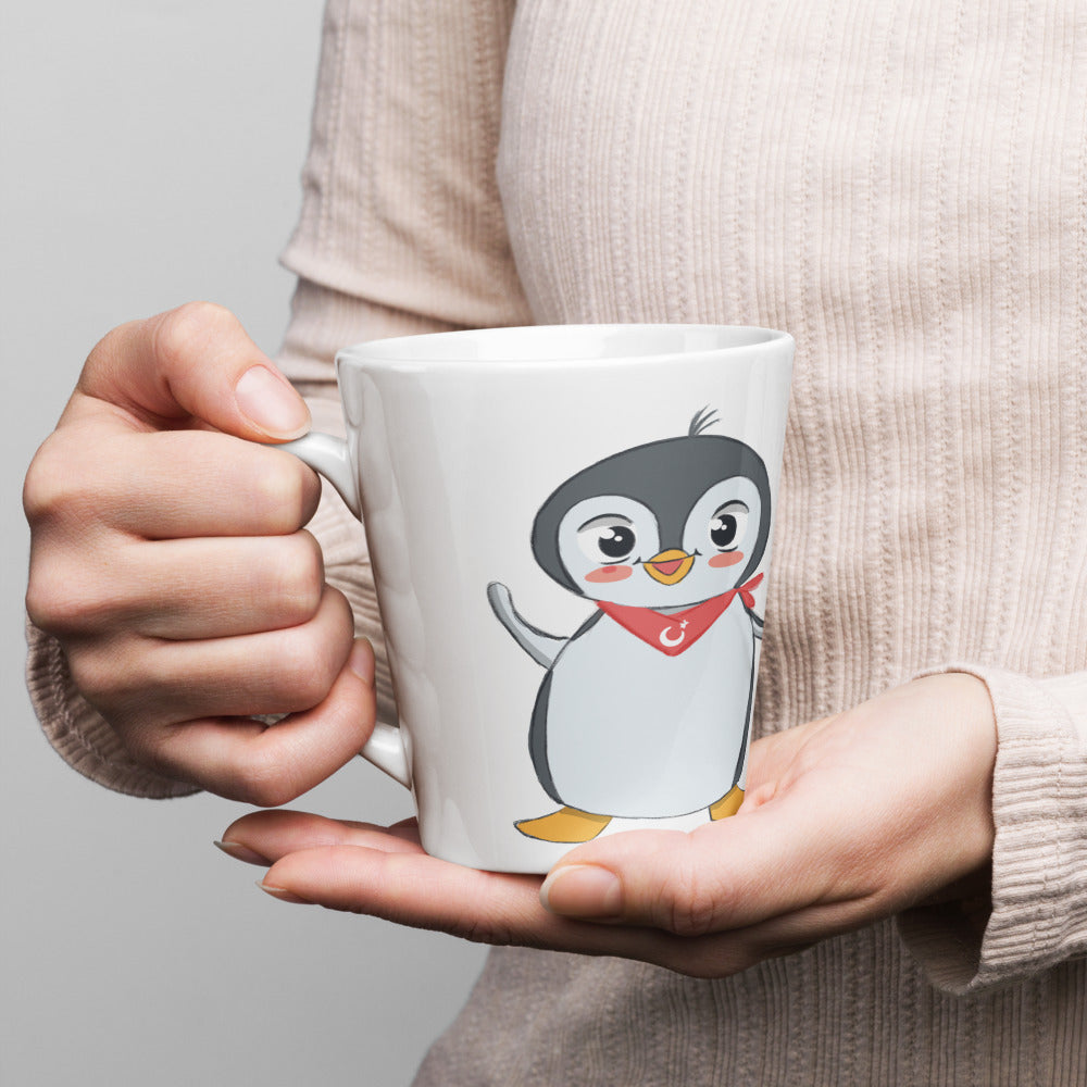 Pingucan Penguin Latte Mug, 12 oz, Roots & Talks - lifestyle photo 1
