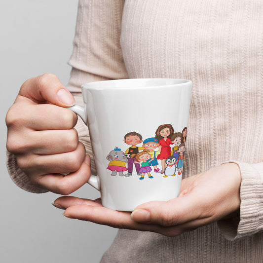 All the Characters Together Latte Mug, 12 oz, Roots & Talks - lifestyle photo 1