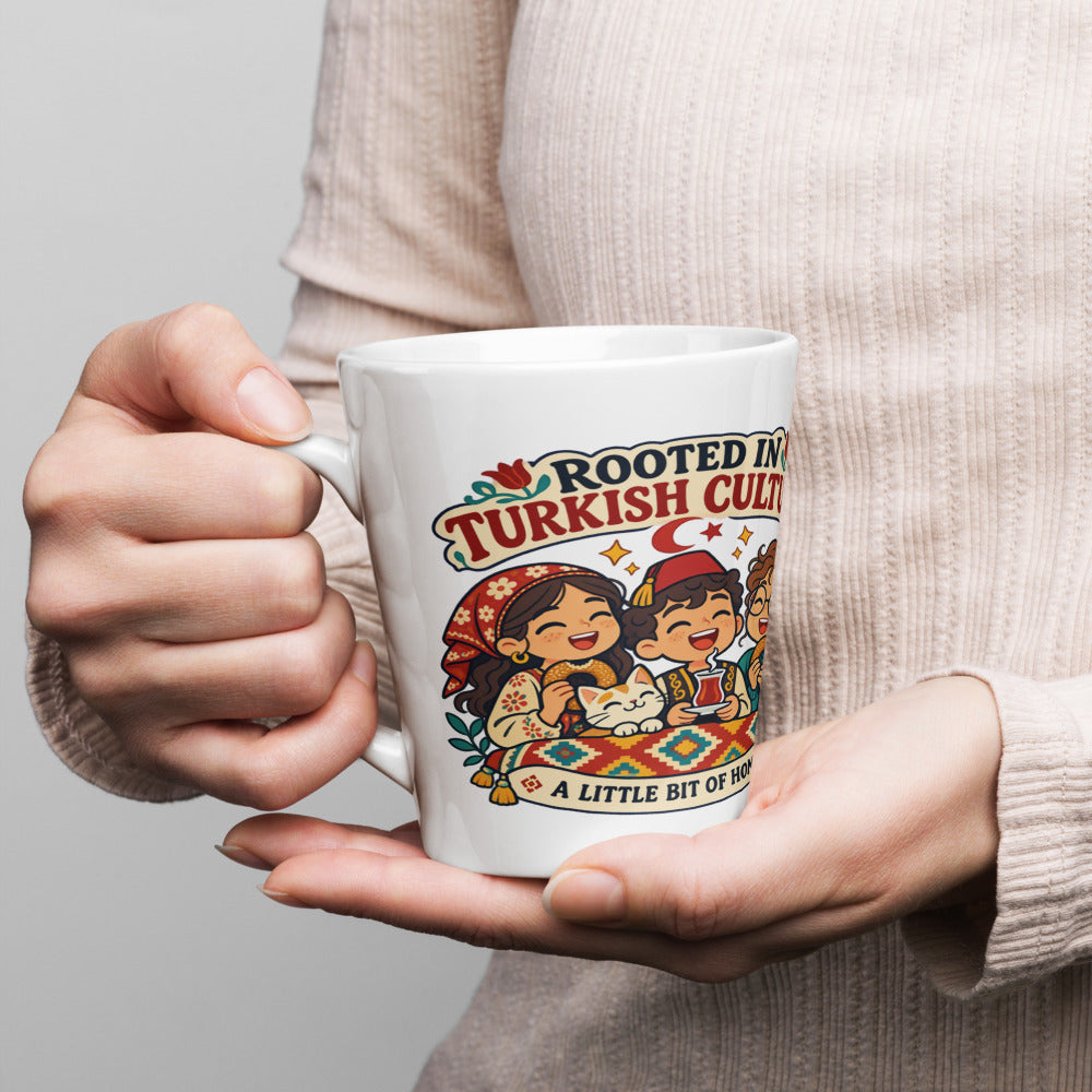 Rooted in Turkish Culture Latte Mug, 12 oz, Roots & Talks - lifestyle photo 1