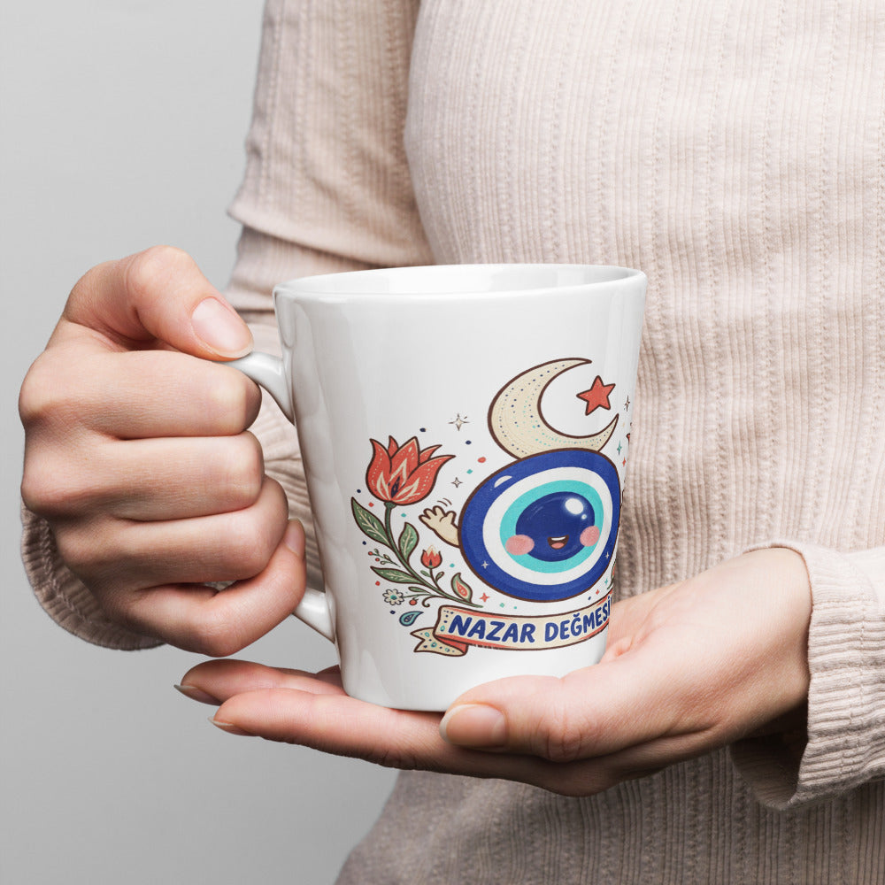 Nazar Değmesin Latte Mug, 12 oz, Roots & Talks - lifestyle photo 1