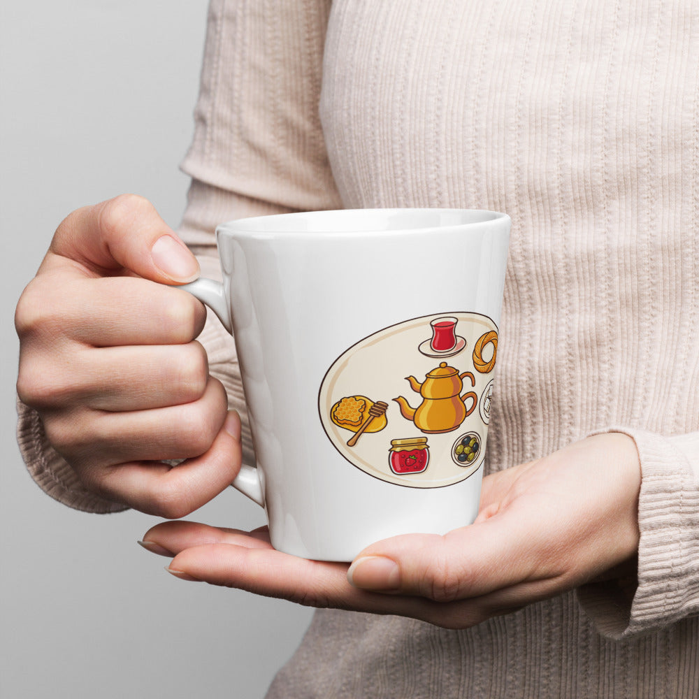 Turkish Breakfast Table Latte Mug, 12 oz, Roots & Talks - lifestyle photo 1