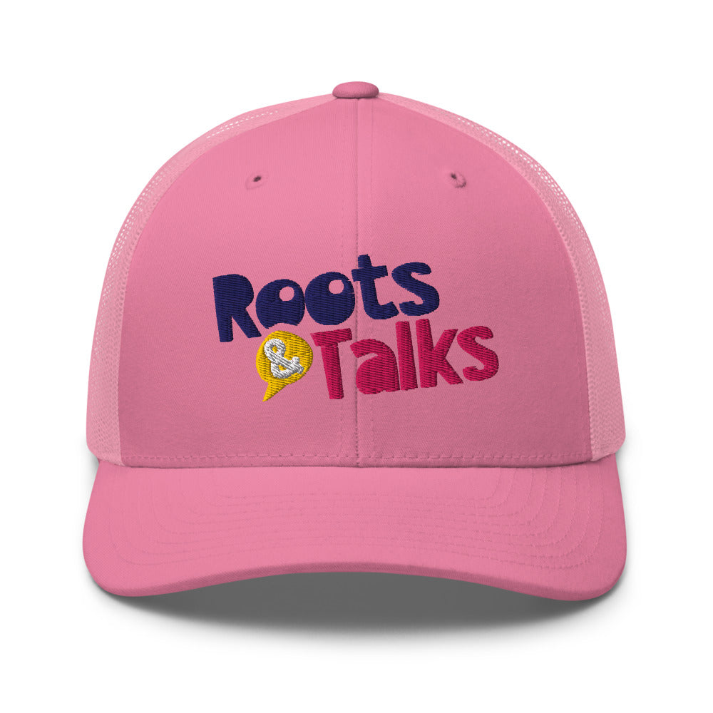 Roots & Talks Logo Embroidered Retro Trucker Cap - Pink
