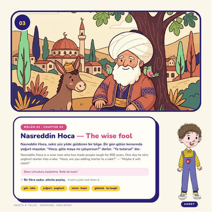 A page about Nasreddin Hoca from the e-book Hello, My Roots!