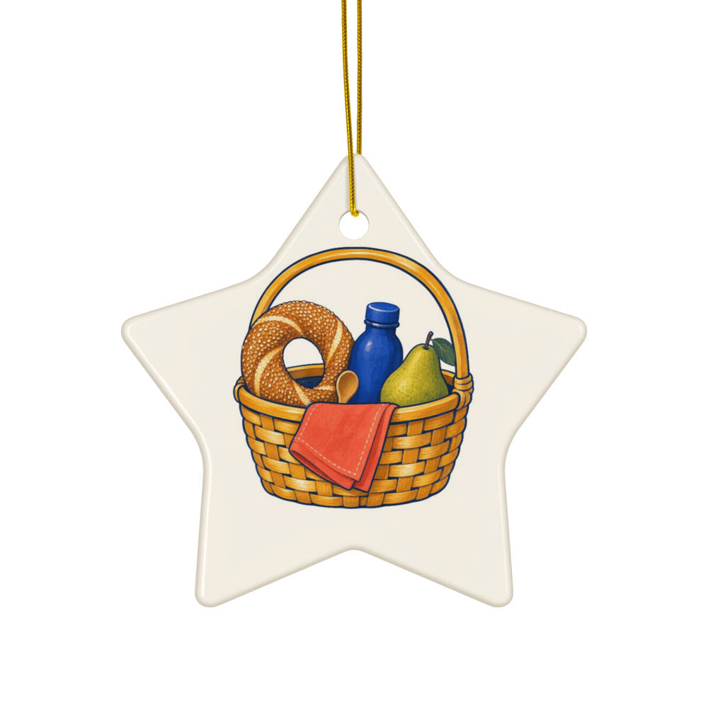 Picnic Basket ceramic ornament, star shape