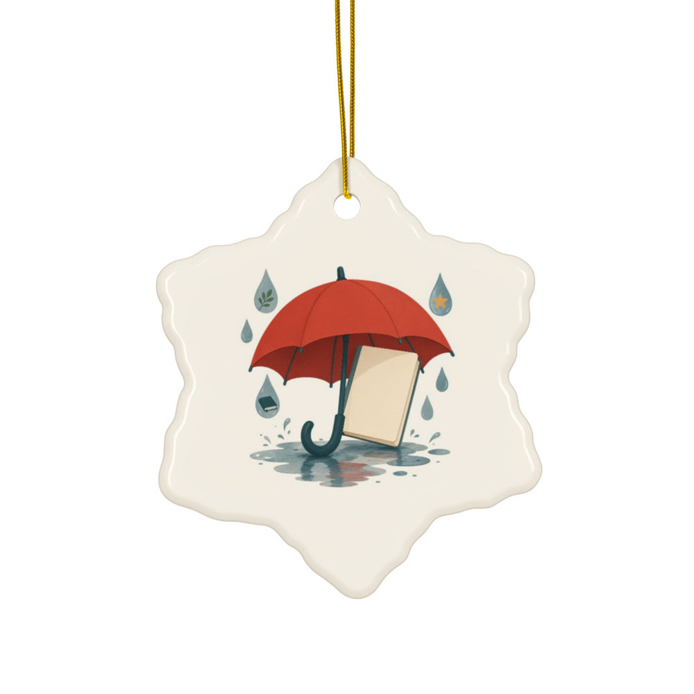 Word Umbrella ceramic ornament, snowflake shape