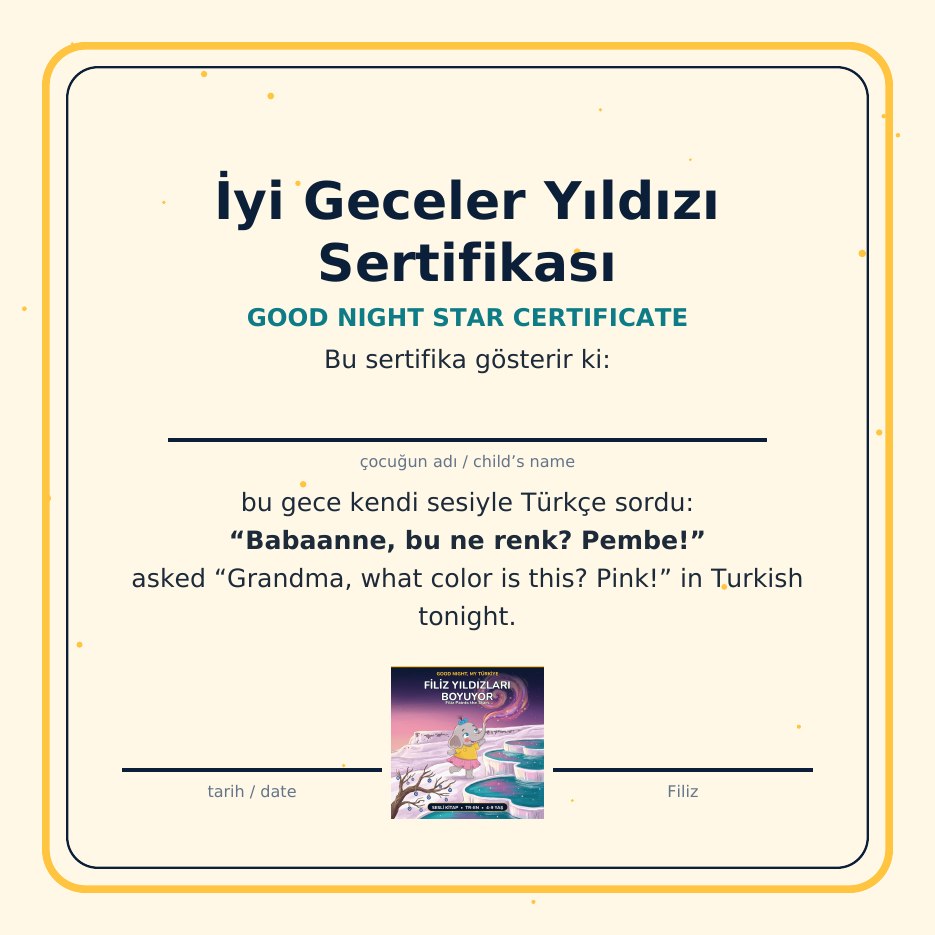 The Good Night Star certificate from Filiz Paints the Stars