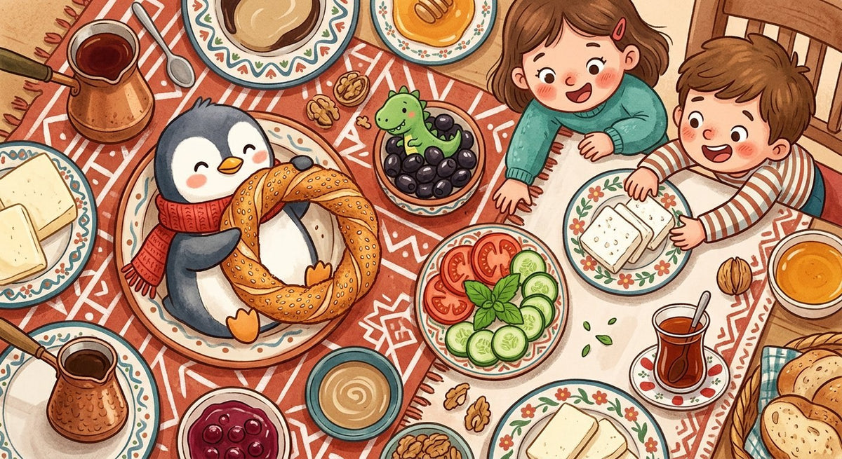 An illustrated page from The Great Turkish Breakfast (Kahvaltı), Chapter 1 of Little Adventures in Turkish Culture