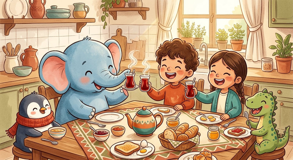 An illustrated page from The Great Turkish Breakfast (Kahvaltı), Chapter 1 of Little Adventures in Turkish Culture