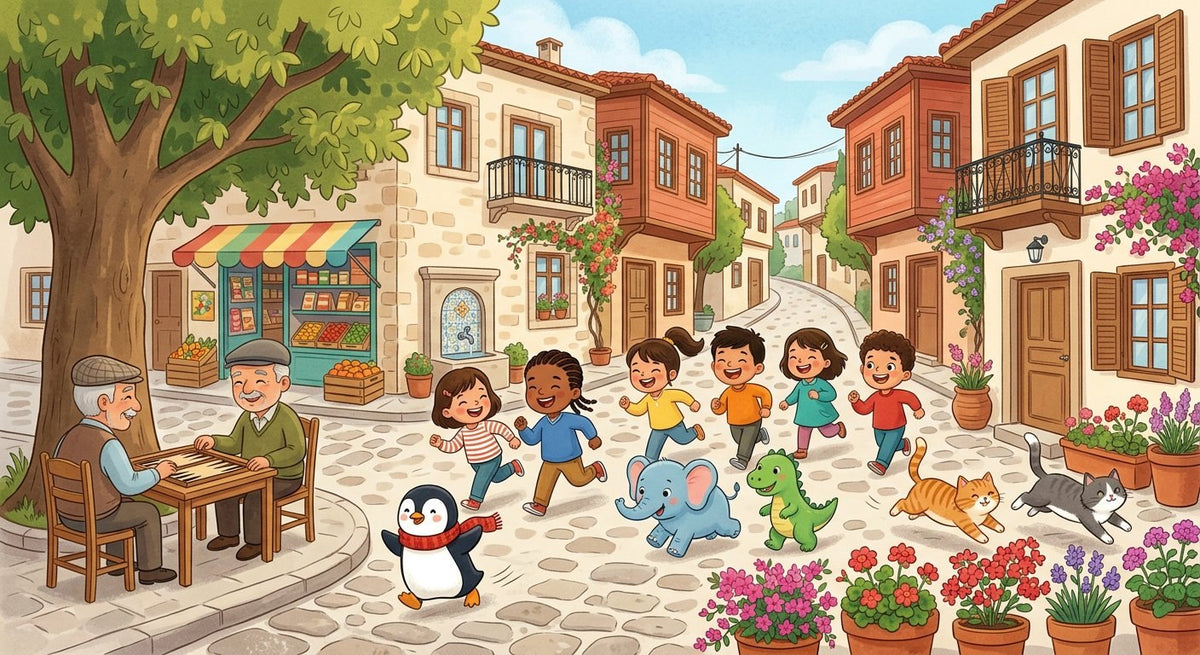 An illustrated page from The Simit Cart on the Corner, Chapter 2 of Little Adventures in Turkish Culture