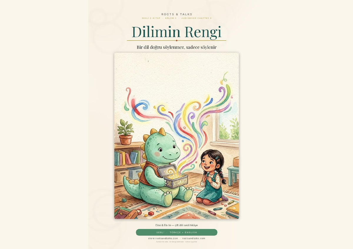 Cover of The Colour of My Tongue / Dilimin Rengi, a bilingual Turkish–English story for kids
