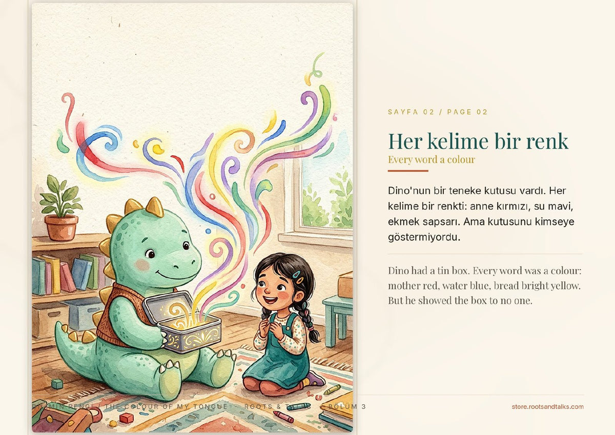A page from The Colour of My Tongue / Dilimin Rengi
