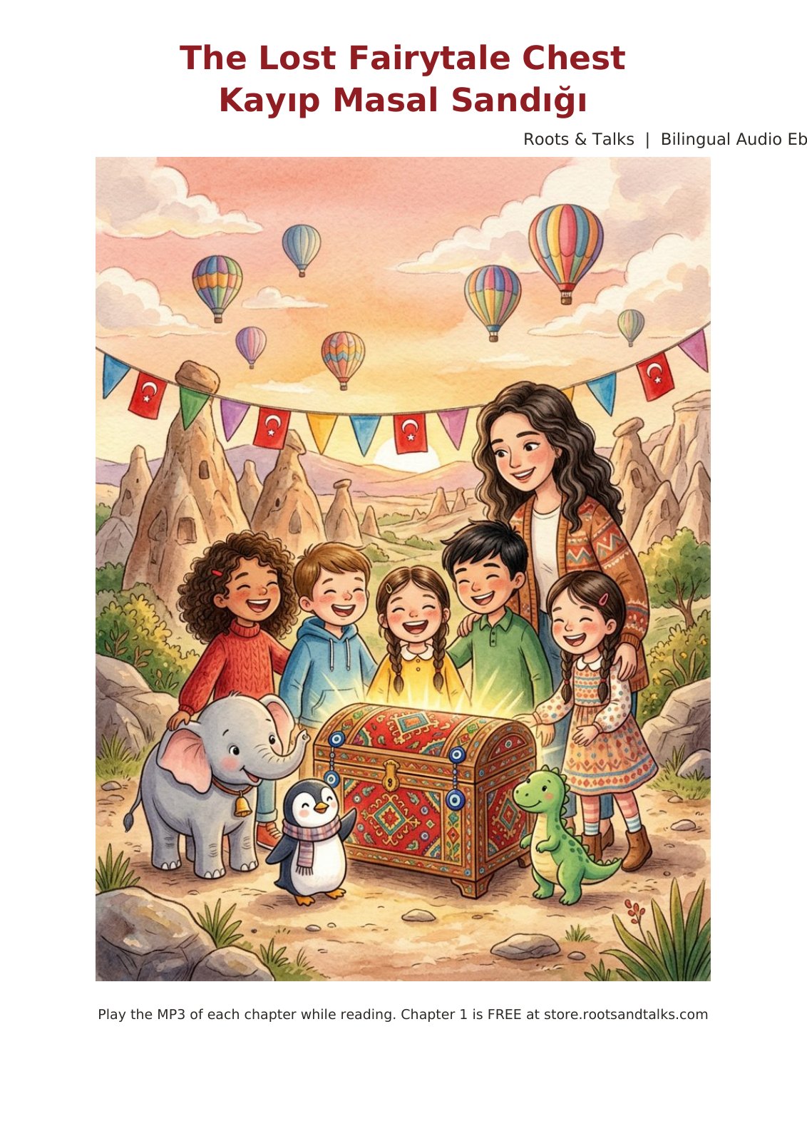 Cover of The Lost Fairytale Chest / Kayıp Masal Sandığı, a bilingual Turkish–English story for kids
