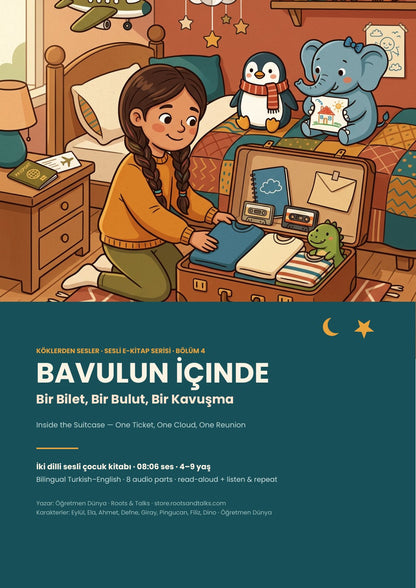 Cover of Voices from the Roots 4, a bilingual Turkish–English story for kids