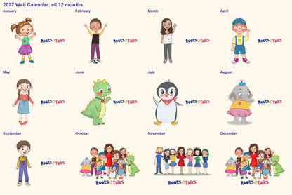Roots & Talks Characters 2027 Wall Calendar - all 12 months