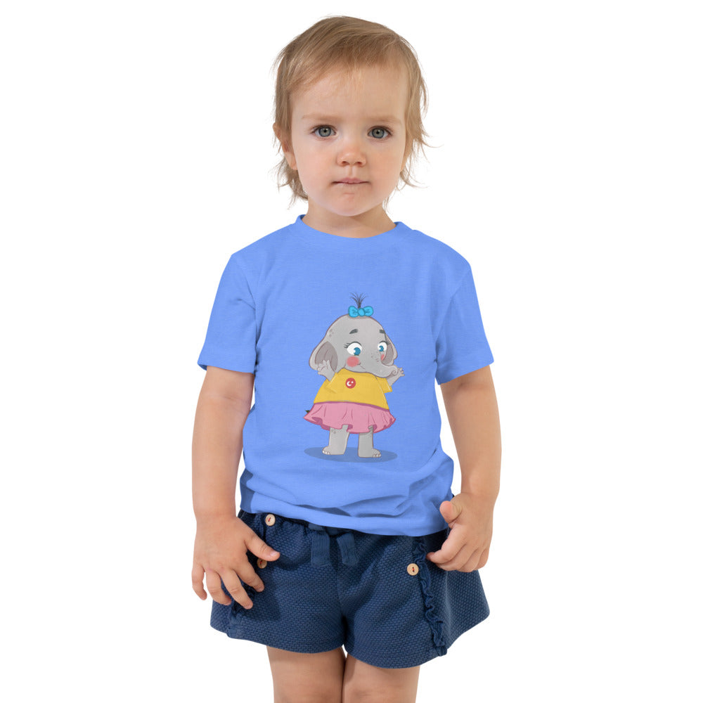 Filiz Elephant Toddler T-Shirt, Roots & Talks - Heather Columbia Blue