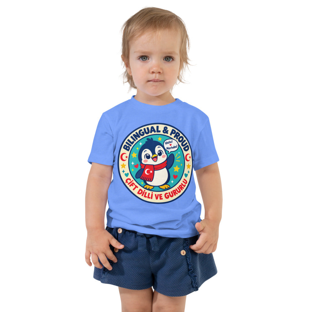 Bilingual & Proud Toddler T-Shirt, Roots & Talks - Heather Columbia Blue