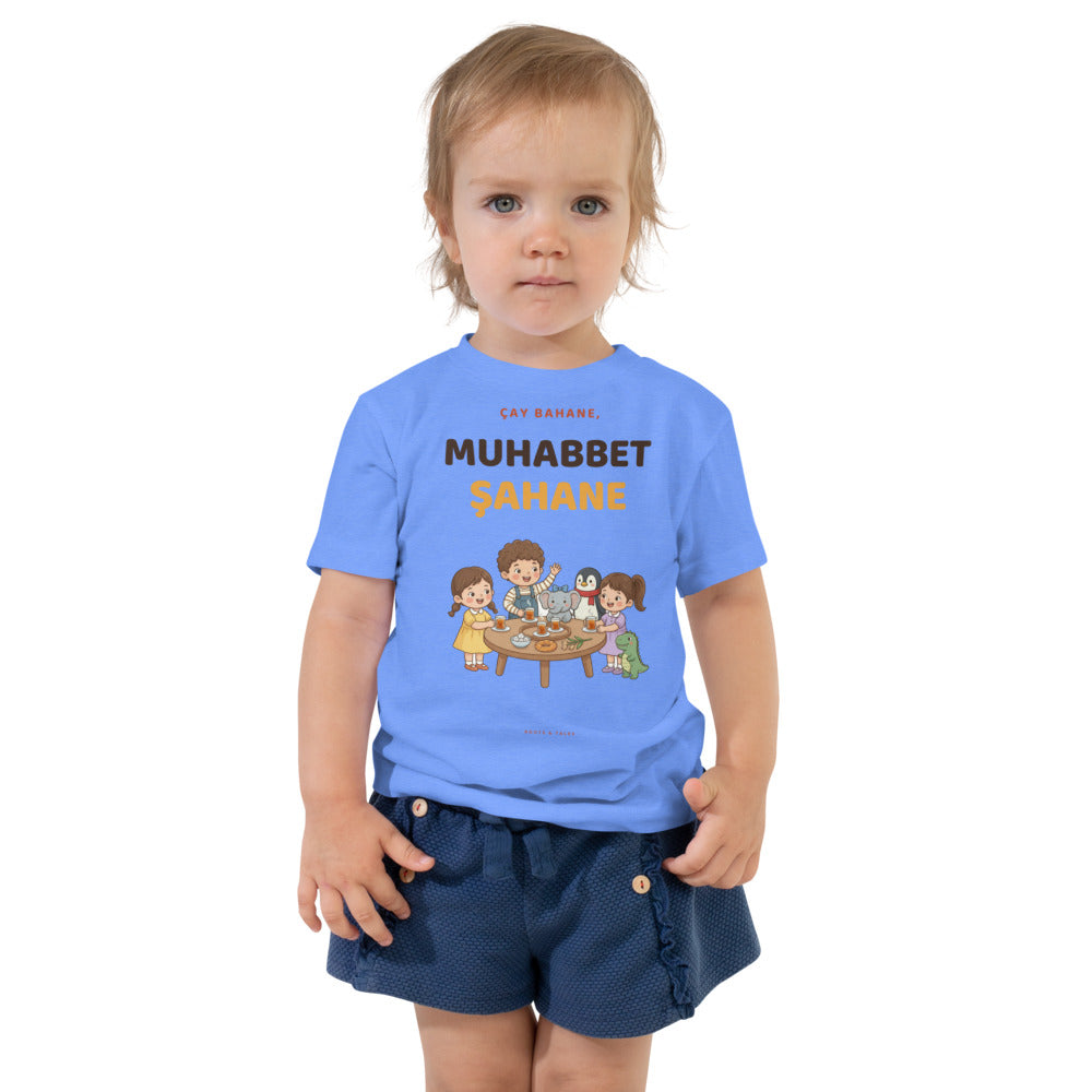 Çay Bahane, Muhabbet Şahane Toddler T-Shirt, Roots & Talks - Heather Columbia Blue