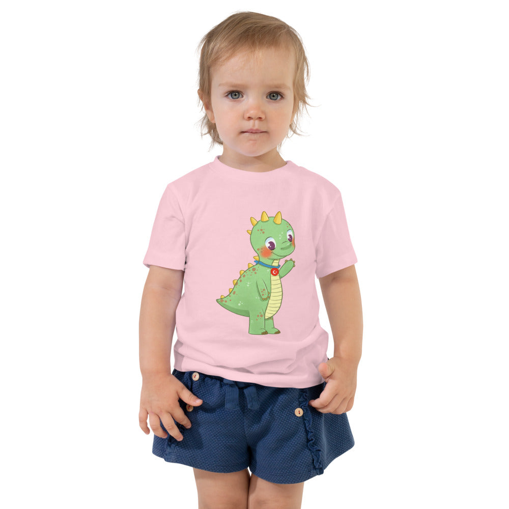 Dino Dinosaur Toddler T-Shirt, Roots & Talks - Pink