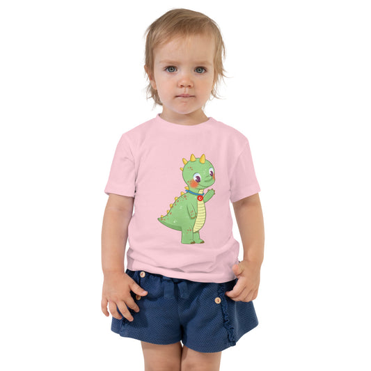 Dino Dinosaur Toddler T-Shirt, Roots & Talks - Pink