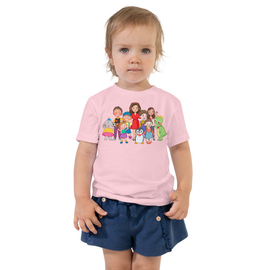 All the Characters Together Toddler T-Shirt, Roots & Talks - Pink