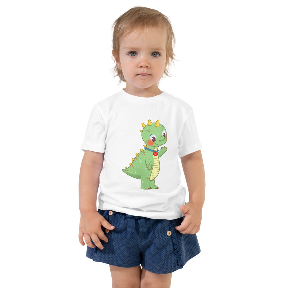 Dino Dinosaur Toddler T-Shirt, Roots & Talks - White