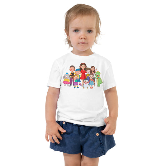 All the Characters Together Toddler T-Shirt, Roots & Talks - White