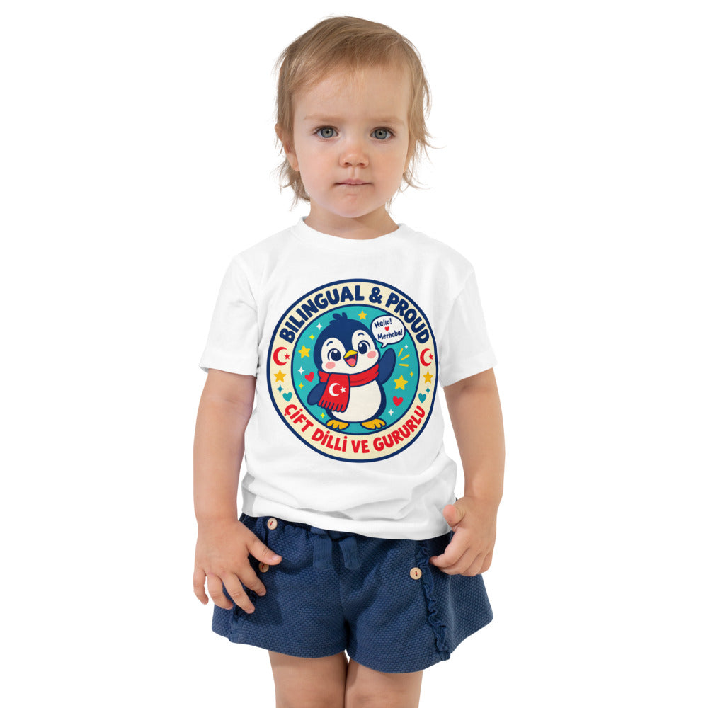 Bilingual & Proud Toddler T-Shirt, Roots & Talks - White
