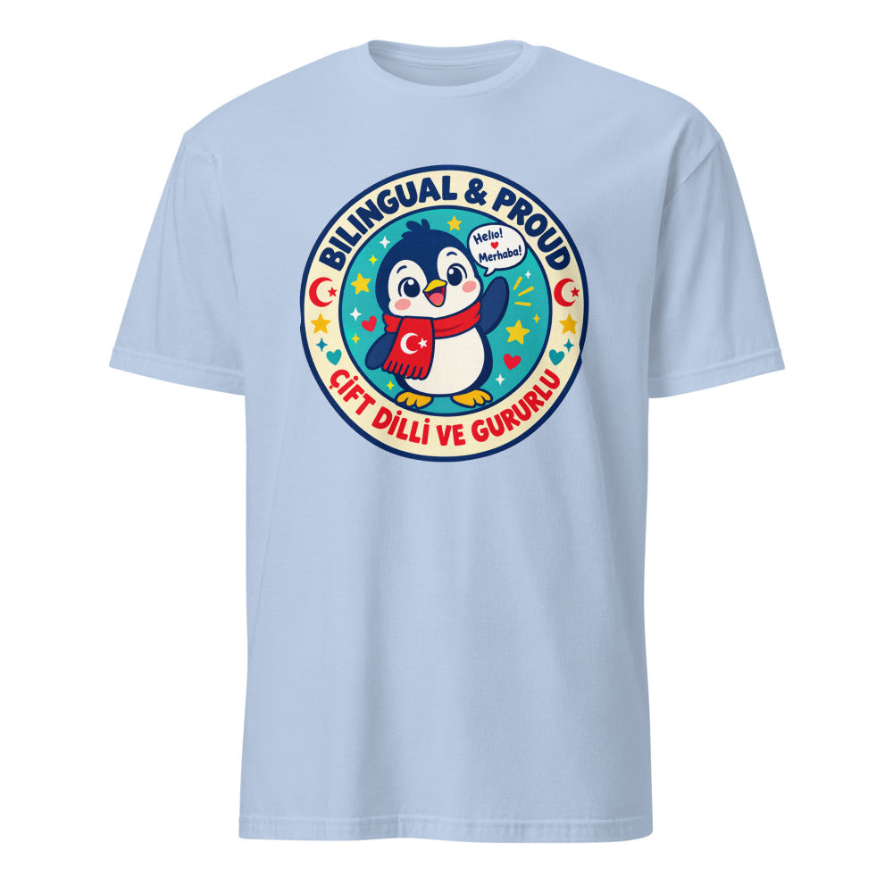 Bilingual & Proud Unisex Softstyle T-Shirt, Roots & Talks - Light Blue