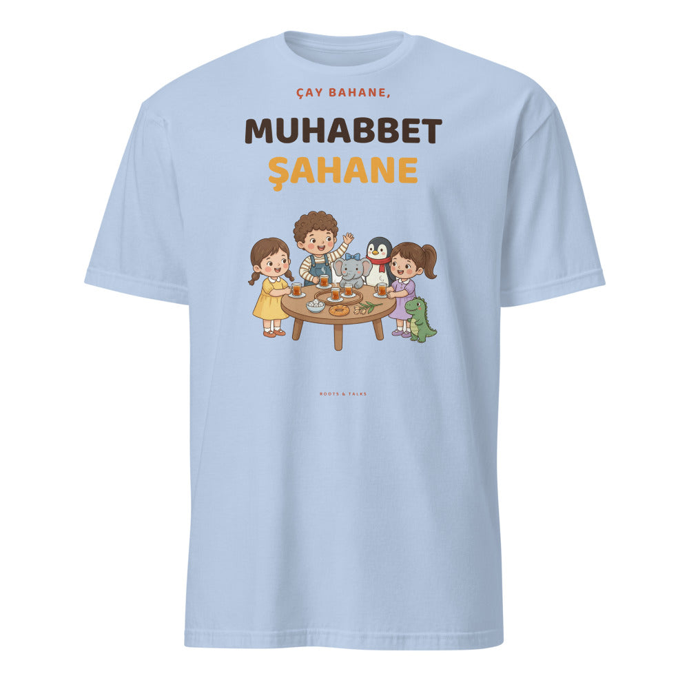 Çay Bahane, Muhabbet Şahane Unisex Softstyle T-Shirt, Roots & Talks - Light Blue