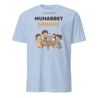 Çay Bahane, Muhabbet Şahane Unisex Softstyle T-Shirt, Roots & Talks - Light Blue