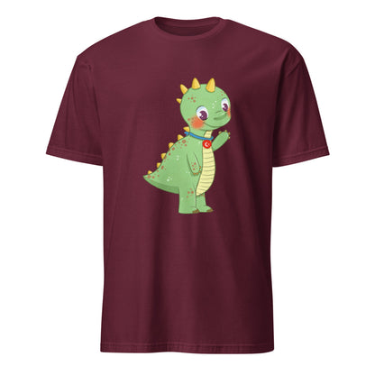 Dino Dinosaur Unisex Softstyle T-Shirt, Roots & Talks - Maroon