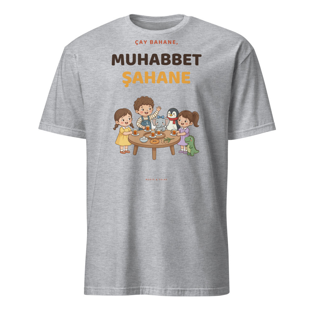 Çay Bahane, Muhabbet Şahane Unisex Softstyle T-Shirt, Roots & Talks - Sport Grey