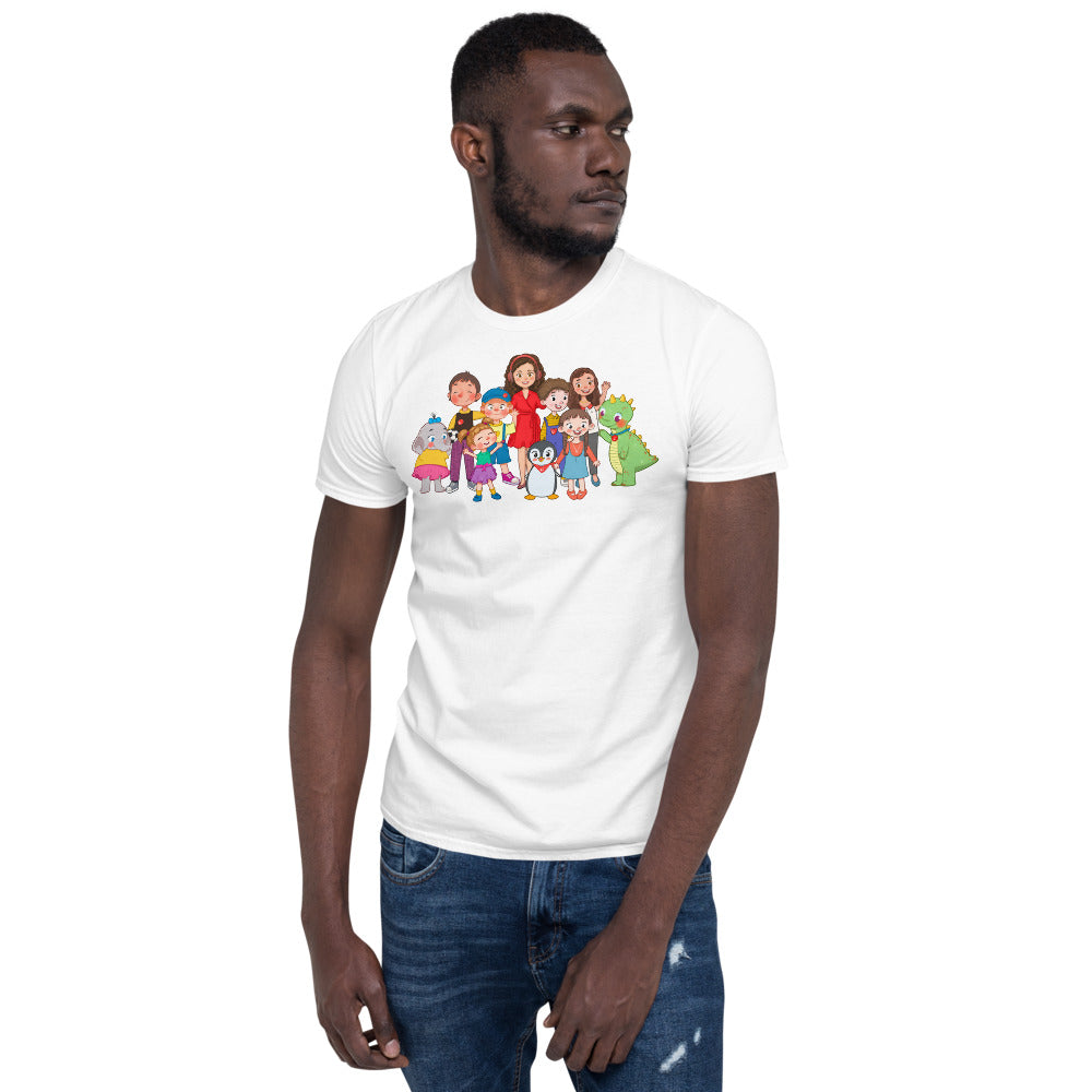 All the Characters Together Unisex Softstyle T-Shirt, Roots & Talks - lifestyle photo 3