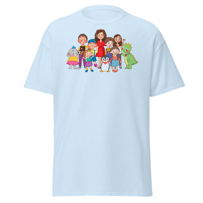 All the Characters Together Unisex Classic T-Shirt, Roots & Talks - Light Blue