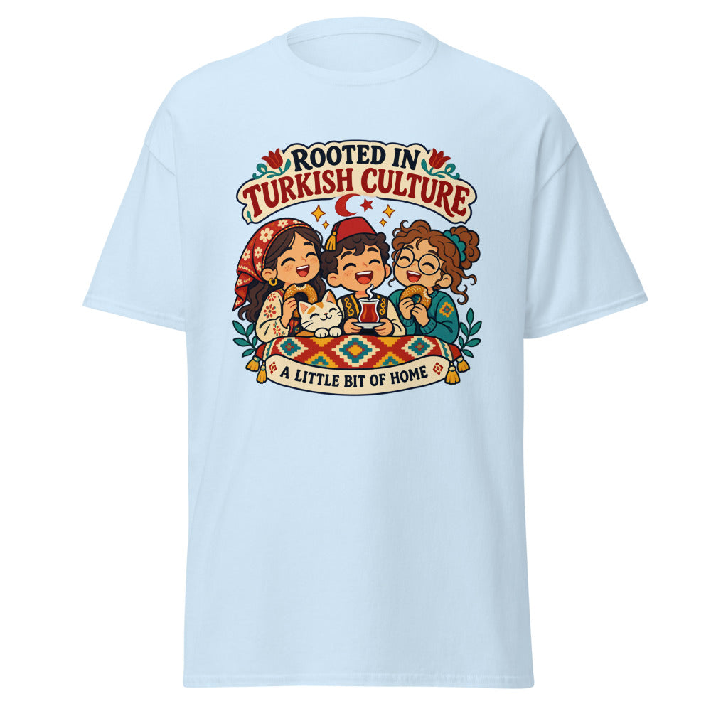 Rooted in Turkish Culture Unisex Classic T-Shirt, Roots & Talks - Light Blue