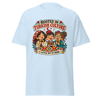 Rooted in Turkish Culture Unisex Classic T-Shirt, Roots & Talks - Light Blue