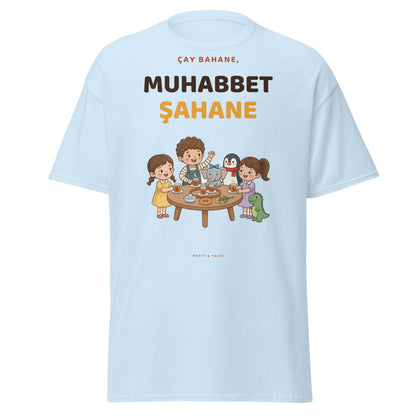 Çay Bahane, Muhabbet Şahane Unisex Classic T-Shirt, Roots & Talks - Light Blue