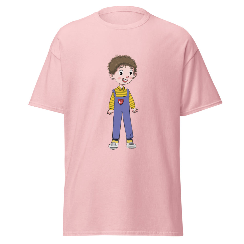 Ahmet Character Unisex Classic T-Shirt, Roots & Talks - Light Pink