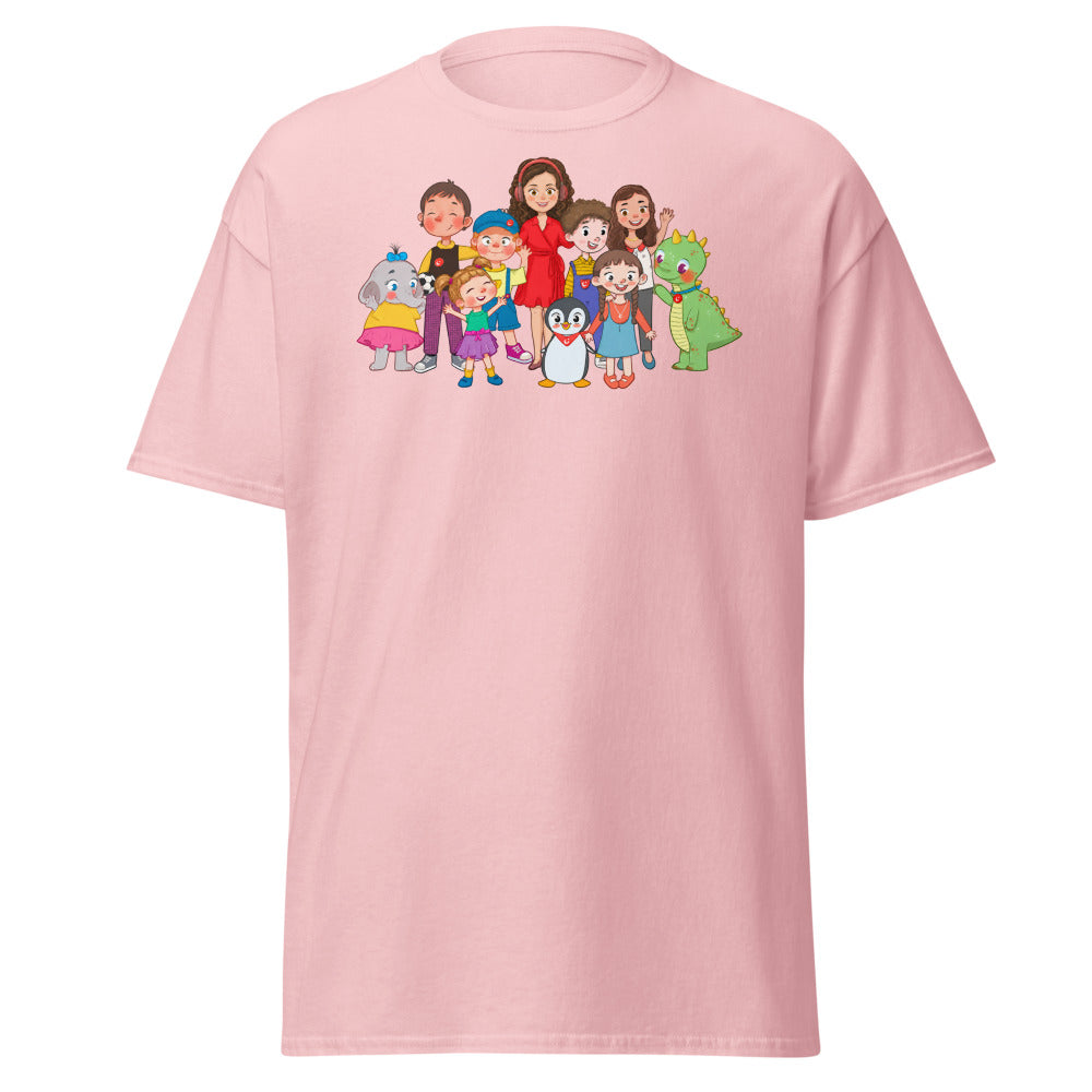 All the Characters Together Unisex Classic T-Shirt, Roots & Talks - Light Pink