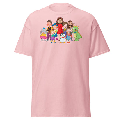 All the Characters Together Unisex Classic T-Shirt, Roots & Talks - Light Pink