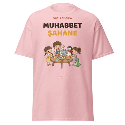 Çay Bahane, Muhabbet Şahane Unisex Classic T-Shirt, Roots & Talks - Light Pink