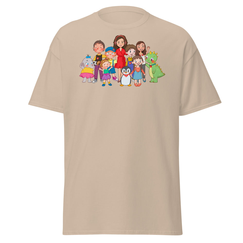 All the Characters Together Unisex Classic T-Shirt, Roots & Talks - Sand