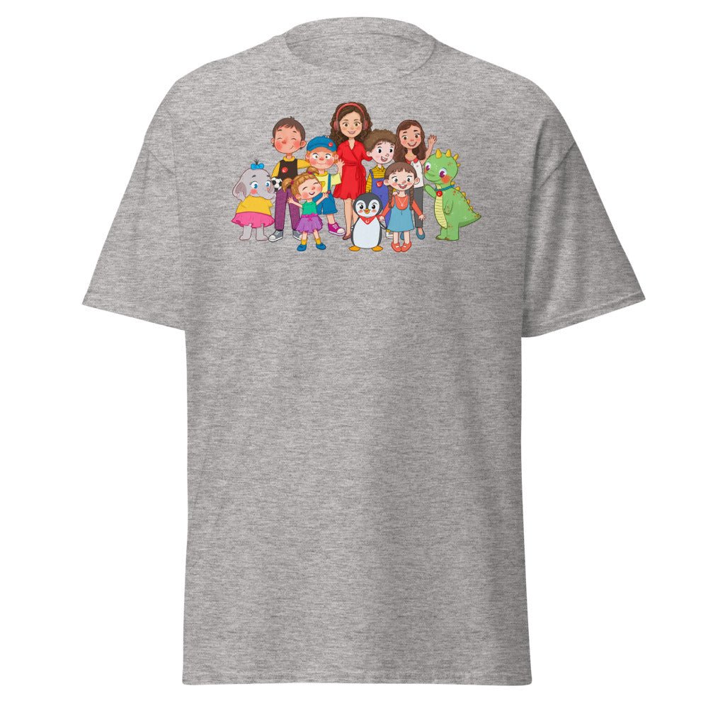 All the Characters Together Unisex Classic T-Shirt, Roots & Talks - Sport Grey