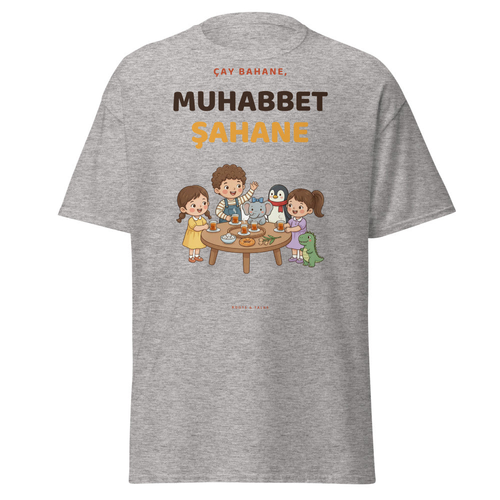 Çay Bahane, Muhabbet Şahane Unisex Classic T-Shirt, Roots & Talks - Sport Grey